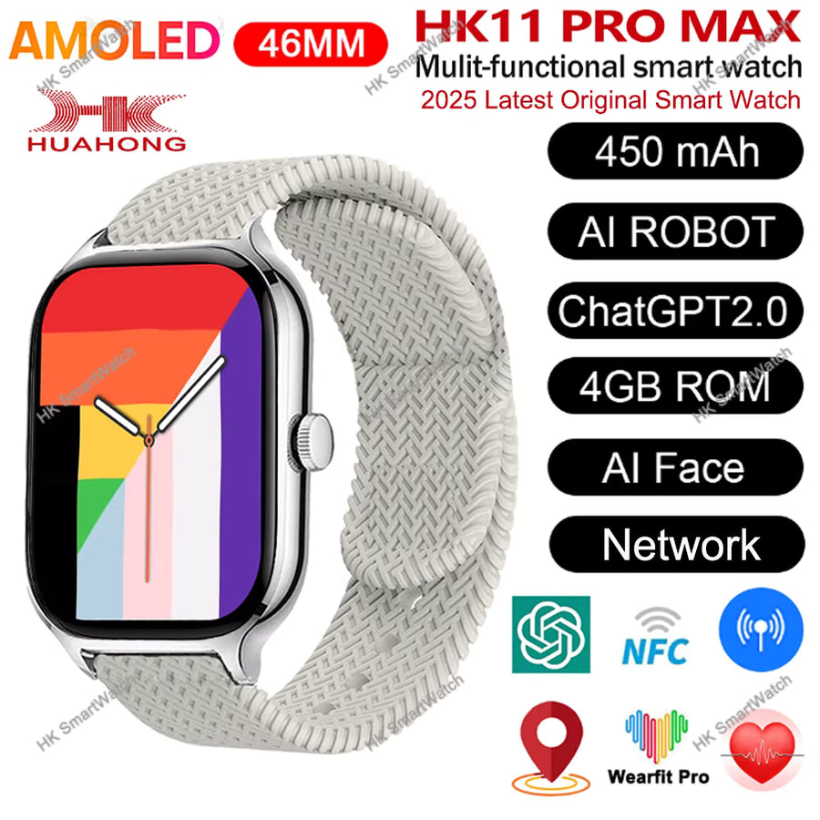 HK11 PRO MAX Smartwatch – 4GB RAM | AMOLED | NFC | GPS | Bluetooth Calling