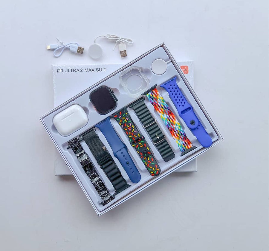 20 Ultra Max Suit Smartwatch (10-in-1 Set) – 2.3″ Big Display + Earbuds