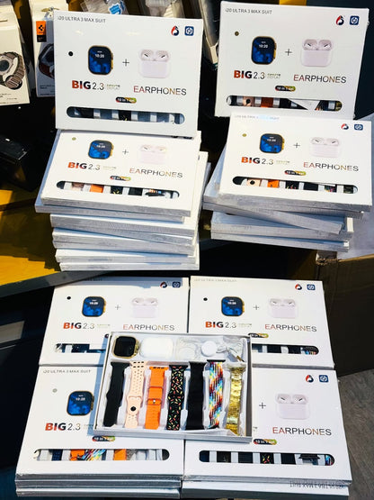 20 Ultra Max Suit Smartwatch (10-in-1 Set) – 2.3″ Big Display + Earbuds