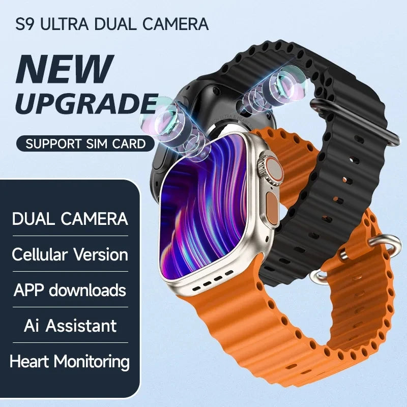 S9 Ultra 4G SIM Card Smartwatch | Dual Camera | GPS Tracker | Video Call | Heart Rate | SOS Call | Android Phone Watch