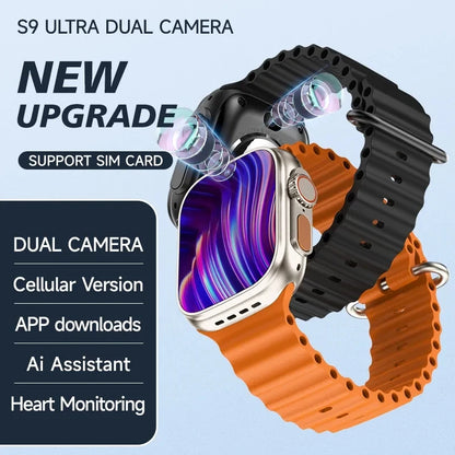 S9 Ultra 4G SIM Card Smartwatch | Dual Camera | GPS Tracker | Video Call | Heart Rate | SOS Call | Android Phone Watch
