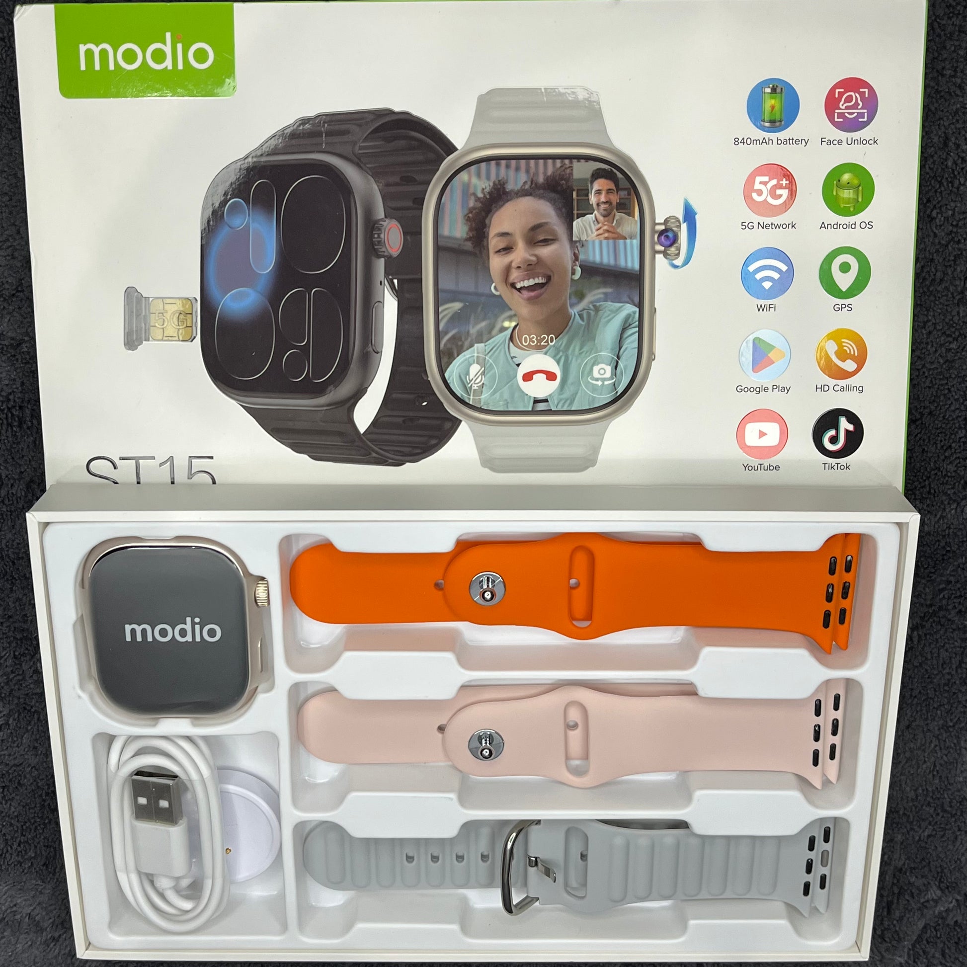 ST15 smartwatch box packaging Android watch Pakistan